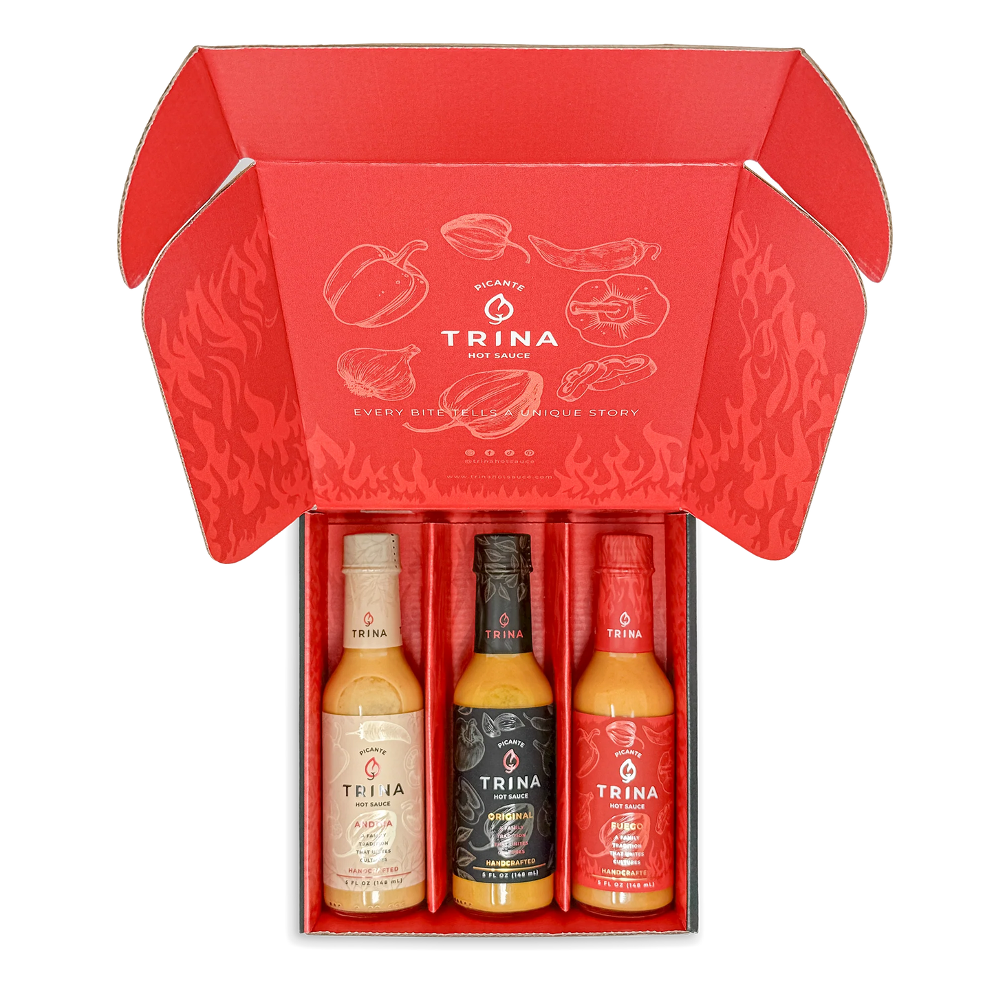 Pack Variado de Salsas Picantes Trina – 3 Botellas