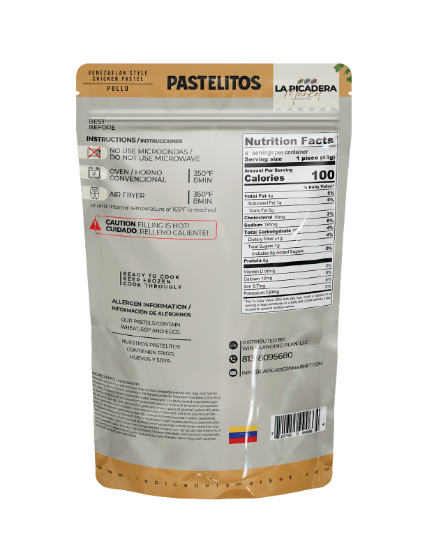 Pastelitos Gourmet Shredded Chicken | 8 Units