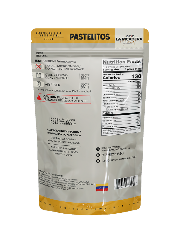 Pastelitos Gourmet Queso Rallado | 8 Unidades